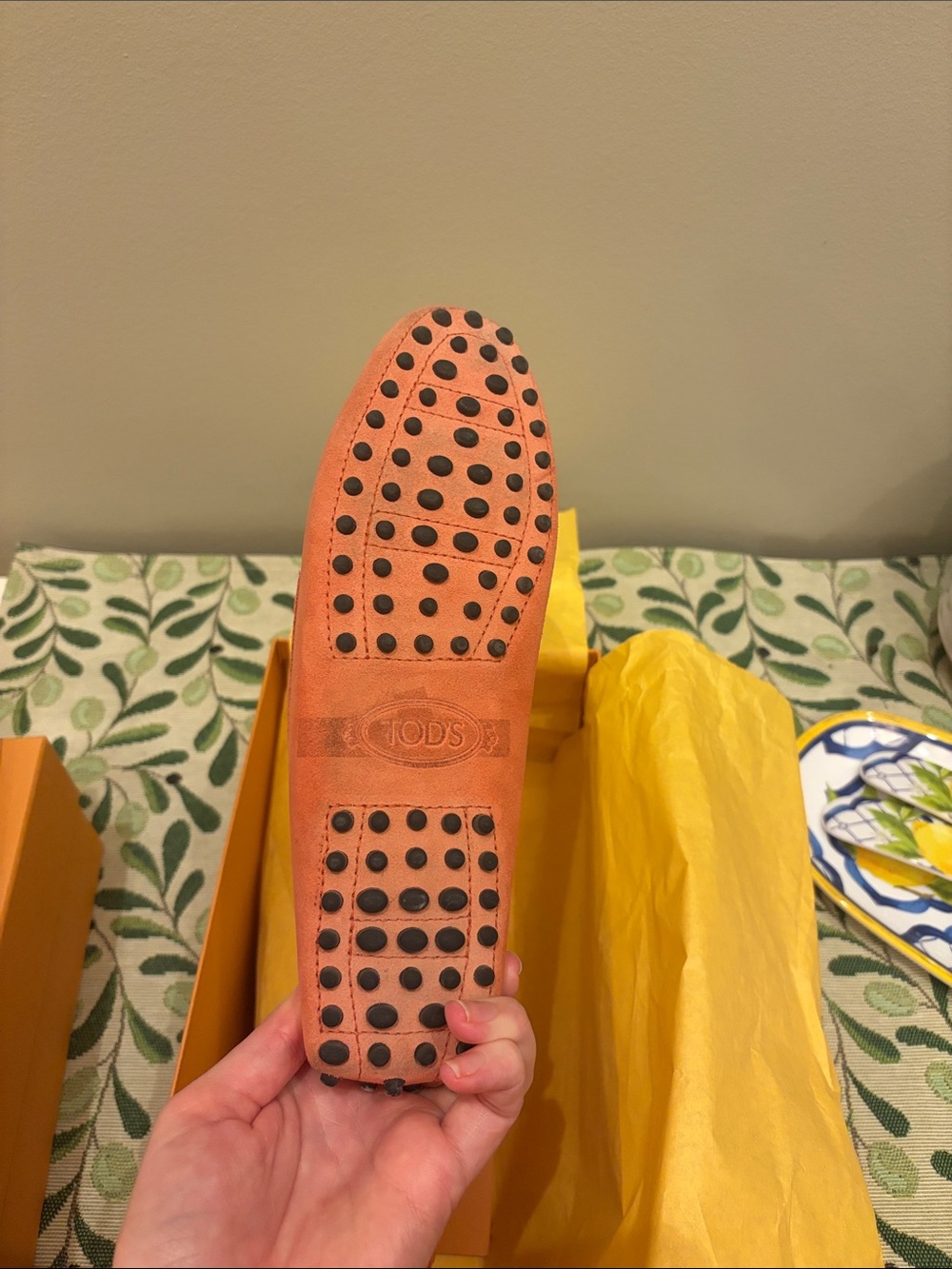 Tod's Coral Suede Driving Moccasins - Picture 3 of 3
